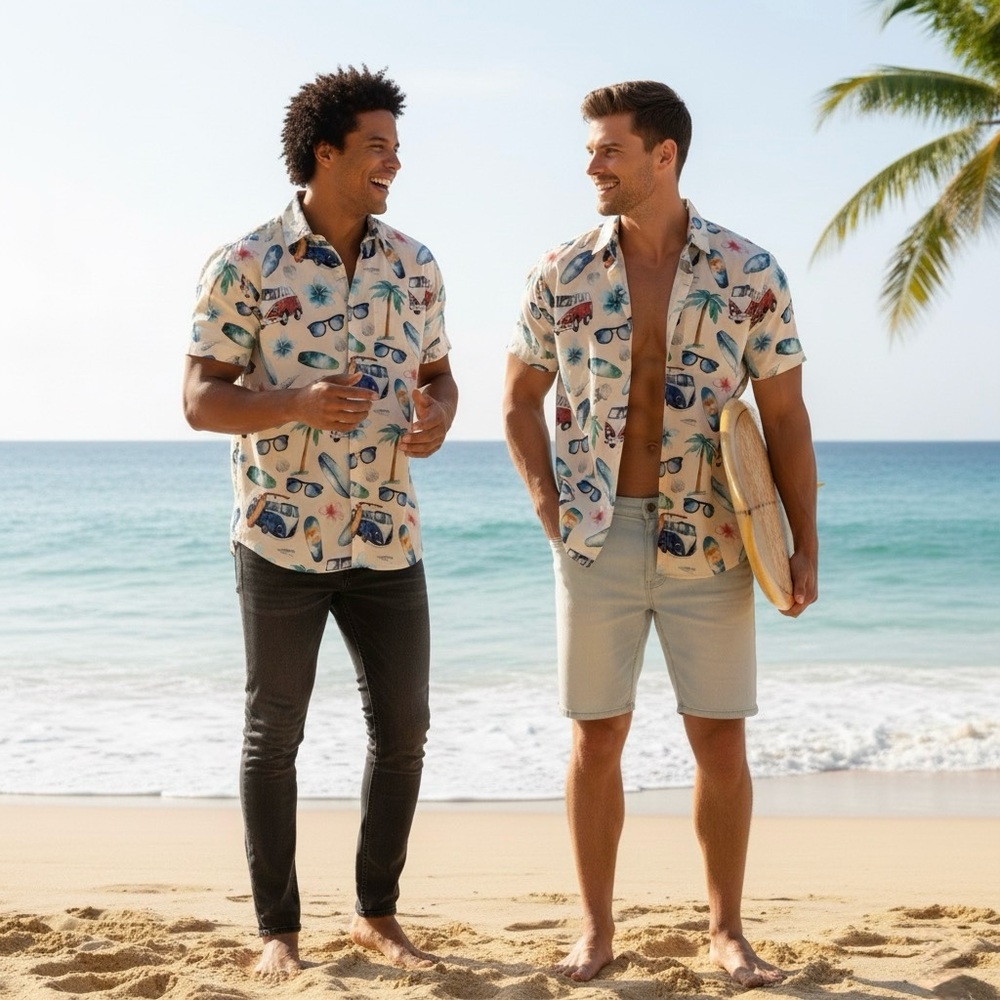 NEW SheLucki Hawaiian Shirt Men Unisex Beach Casual Short Sleeve Colorful Siz XL